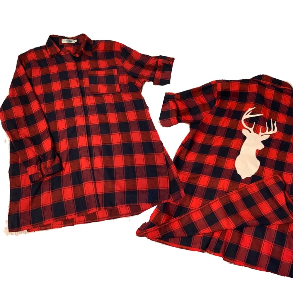 Southern Grace Split Side Flannel with Buck on the back